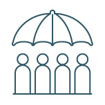 illustration of people under umbrella